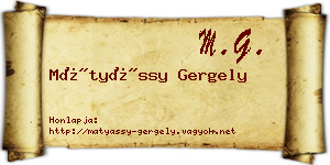 Mátyássy Gergely névjegykártya